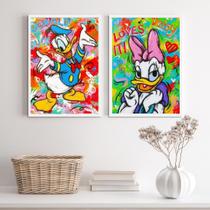 Quadros Grafite Margarida e Donald 24x18cm - Madeira Preta Quadros Grafite Margarida e Donald 24x18cm - Madeira Preta