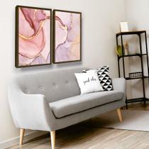 Quadros Grandes Rosa Marmorizado Luxo Com Moldura Quadros Grandes Rosa Marmorizado Luxo Com Moldura