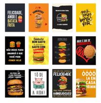 Quadros Hamburgueria Lanchonete Lanche Kit 12 Peças 21x15cm Quadros Hamburgueria Lanchonete Lanche Kit 12 Peças 21x15cm