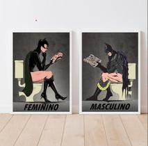 Quadros Ident. Banheiro M/F 33x24cm - Moldura Branca