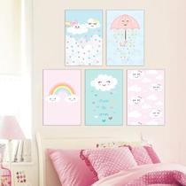 Quadros Infantil Chuva De Amor kit 5 peças 20x30cm Quarto Bebê E Infantil Quadros Infantil Chuva De Amor kit 5 peças 20x30cm Quarto Bebê E Infantil