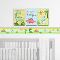 Quadros infantil e Faixa Decorativa Dinossauro Menino Bebê Animais