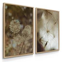 Quadros Kit Dupla Dente de Leão Vintage 55X40 Com Moldura Quadros Kit Dupla Dente de Leão Vintage 55X40 Com Moldura