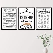Quadros Lavanderia Decorativos Frases Kit 3 Peças 20x28cm