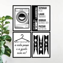 Quadros Lavanderia Decorativos Frases Kit 4 Peças 20x28cm Quadros Lavanderia Decorativos Frases Kit 4 Peças 20x28cm