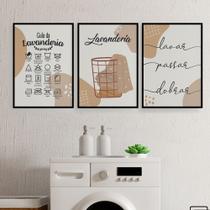 Quadros Lavanderia Roupas Área Serviço Decoração 3 Peças