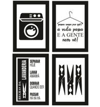 Quadros Lavanderia Roupas Área Serviço Decoração Kit 4 Peças Quadros Lavanderia Roupas Área Serviço Decoração Kit 4 Peças