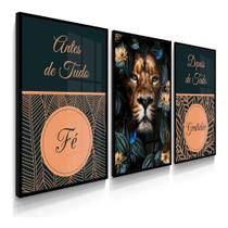 Quadros Leão Leoa Luxo Judá Folhas Dourado Fé Sofá Quadros Leão Leoa Luxo Judá Folhas Dourado Fé Sofá