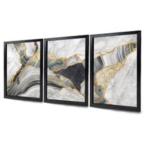 Quadros Lindo Abstrato com Dourado Moldura Com Vidro