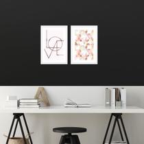 Quadros Love Rosé Espelhado Moldura Branca 20x30