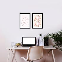 Quadros Love Rosé Espelhado Moldura Preta 20x30