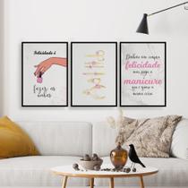 Quadros Manicure Salão Beleza Decorativo Kit 3 Peças 20x28cm Quadros Manicure Salão Beleza Decorativo Kit 3 Peças 20x28cm