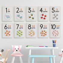 Quadros Matemática Números Educativos Kit 10 Peças 20x28cm