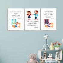 Quadros Menina Menino Irmãos Quarto Infantil Kit 3 Peças Quadros Menina Menino Irmãos Quarto Infantil Kit 3 Peças