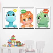 Quadros Menino Dino Baby Dinossauros Decoração Kit 3 Peças