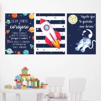 Quadros Menino Foguete Astronauta Quarto Kit 3 Peças 20x28cm Quadros Menino Foguete Astronauta Quarto Kit 3 Peças 20x28cm