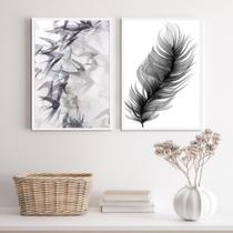 Quadros Minimalistas Pena e Andorinhas 45x34cm - Preta Quadros Minimalistas Pena e Andorinhas 45x34cm - Preta