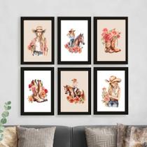 Quadros Moda Feminina Country Agro Girl Cowgirl Kit 6 Peças