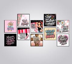 Quadros Moda Loja Feminina Mulher Girl Power Kit 10 Peças