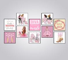 Quadros Moda Loja Feminina Mulher Look Rosa Fashion 10 Peças