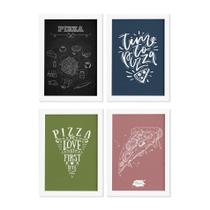 Quadros Momento Pizza Moldura Branca 22x32cm 4un