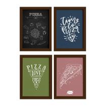 Quadros Momento Pizza Moldura Marrom 33x43cm 4un