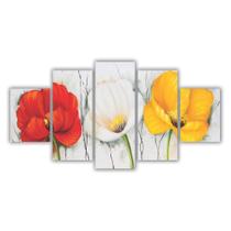 Quadros Mosaico Mdf Floral Flores Papoulas Coloridas 115X60 Quadros Mosaico Mdf Floral Flores Papoulas Coloridas 115X60