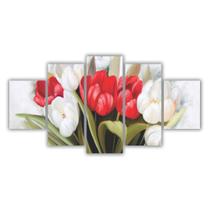 Quadros Mosaico Mdf Floral Flores Tulipas Coloridas 115X60Cm Quadros Mosaico Mdf Floral Flores Tulipas Coloridas 115X60Cm