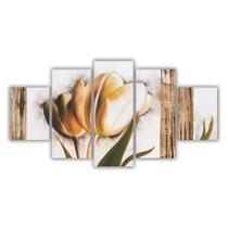 Quadros Mosaico Mdf Floral Flores Tulipas Em Sépia 115X60Cm