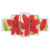 Quadros Mosaico Mdf Flores Lírios Vermelhos 115X60Cm - X4adesivos