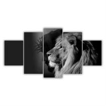 Quadros Mosaico Mdf Leão De Judá Preto E Branco 115X60Cm Quadros Mosaico Mdf Leão De Judá Preto E Branco 115X60Cm