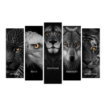 Quadros Mosaico Motivacional Personalizado Leão Tigre Onça - Decoraset