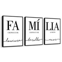 Quadros Mosaicos Decorativos Kit 3 peças 20x30 Para Sua Sala Quarto Arte moderna Família Com frases