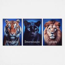 Quadros Motivação Determinação Execução Kit 3 Peças 28x40cm