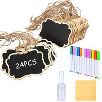 Quadros negros YZ e LIANGYUAN Mini Wood reutilizáveis, 24 unidades com barbante