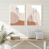 Quadros Nús Artísticos Bege 24X18Cm C/ Vidro Moldura Branca