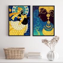 Quadros orixá oxum 45x34cm c/ vidro - Madeira Preta