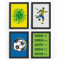 Quadros País do Futebol Verde Amarela 33x43cm Moldura Preta Quadros País do Futebol Verde Amarela 33x43cm Moldura Preta