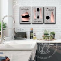 Quadros Para Cozinha Cinza e Preto 3 unidades Quadros Para Cozinha Cinza e Preto 3 unidades