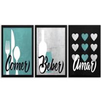 Quadros Para Cozinha Talheres Comer Beber Cozinhar Verde Água Decoração Luxo