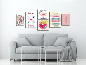 Quadros para Decoração, Kit Contem 6 Placas, Decoração Casa Sala Escritório, Mosaico Imagens Bonitas Love Amor Gratidão Formas Leão Colorido Color - LEÃO PLACAS DECORATIVAS