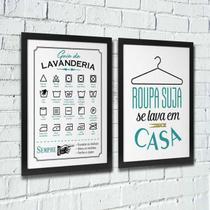 Quadros para Lavanderia - Guia de Lavagem + Roupa Suja - Quadro Novo