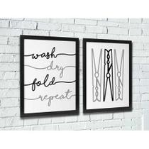 Quadros para Lavanderia - Wash, Dry, Fold & Repeat - Quadro Novo
