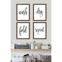 Quadros para Lavanderia - Wash, Dry, Fold, Repeat - Quadro Novo Quadros para Lavanderia - Wash, Dry, Fold, Repeat - Quadro Novo