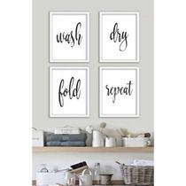 Quadros para Lavanderia - Wash, Dry, Fold, Repeat - Quadro Novo