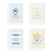 Quadros para Quarto de Bebê Marinheiro Moldura Branca 33x43
