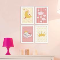 Quadros para Quarto de Bebê Ursinha Princesa Kit 4un