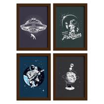 Quadros para Quarto Espaço Sideral Moldura Marrom 22x32cm 4