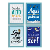 Quadros para Quarto Frases Infantis 22x32cm Moldura Azul Quadros para Quarto Frases Infantis 22x32cm Moldura Azul