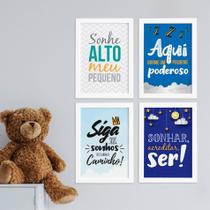 Quadros para Quarto Frases Infantis 22x32cm Moldura Branca